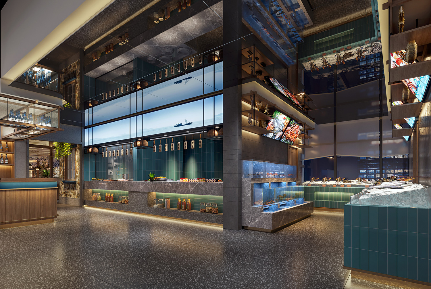 铁定鲜海鲜餐厅设计-餐饮空间设计-餐厅设计公司 - 杭州品尚文化艺术策划有限公司