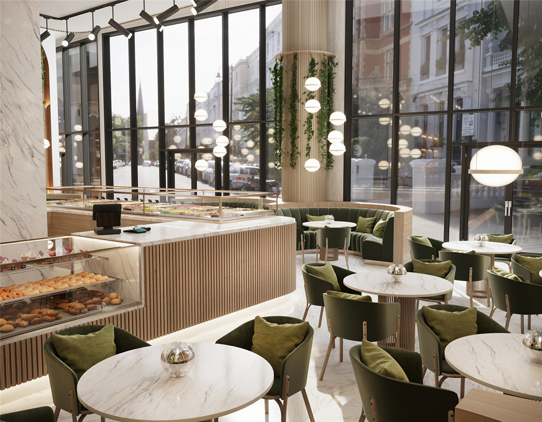 清新自然原木风轻食餐厅设计